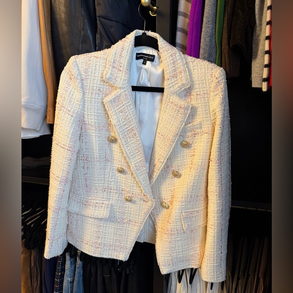 Generation Love Jackets & Blazers - Generation Love Cream Tweed Blazer with Gold Buttons